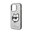 Karl Lagerfeld NFT Glitter Choupette Patch - Etui iPhone 14 Pro (srebrny)