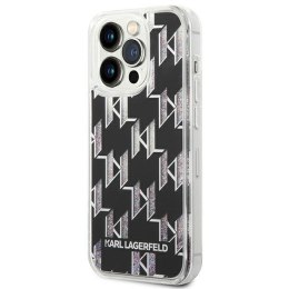 Karl Lagerfeld Monogram Liquid Glitter - Etui iPhone 14 Pro (czarny)