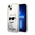 Karl Lagerfeld Liquid Glitter NFT Choupette Head - Etui iPhone 14 Plus (srebrny)