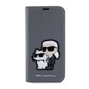 Karl Lagerfeld Booktype NFT Saffiano Karl & Choupette - Etui iPhone 14 (Srebrny)