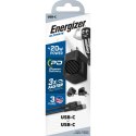 Energizer Ultimate - Ładowarka sieciowa podróżna Multiplug EU / UK / US GaN USB-C 20W PD + kabel USB-C (Czarny)