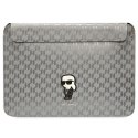 Karl Lagerfeld NFT Saffiano Monogram Ikonik Karl Sleeve - Etui na notebook 14" (Srebrny)