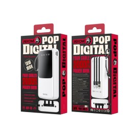 WEKOME WP-10 Pop Digital Series - Power bank 20000 mAh z wbudowanym kablem USB-C / Lightning / Micro USB / USB-A (Biały)