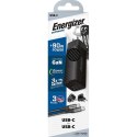 Energizer Ultimate - Ładowarka sieciowa podróżna Multiplug EU / UK / US GaN USB-C & USB-A 90W PD + Kabel USB-C (Czarny)