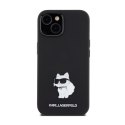 Karl Lagerfeld Silicone Choupette Metal Pin - Etui iPhone 15 Plus (czarny)