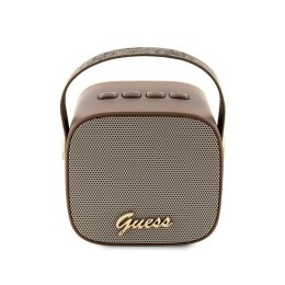 Guess Mini Bluetooth Speaker 4G Leather Script Logo with Strap - Głośnik Bluetooth V5.3 (brązowy)