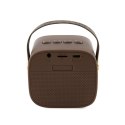 Guess Mini Bluetooth Speaker 4G Leather Script Logo with Strap - Głośnik Bluetooth V5.3 (brązowy)