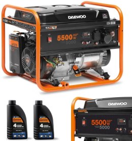 ZESTAW AGREGAT PRĄDOTWÓRCZY DAEWOO GDA 6500 5.5kW + 2x GENERATOR OIL SAE 10W-30 DWO 600