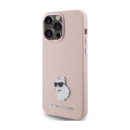 Karl Lagerfeld Silicone Choupette Metal Pin - Etui iPhone 15 Pro (różowy)