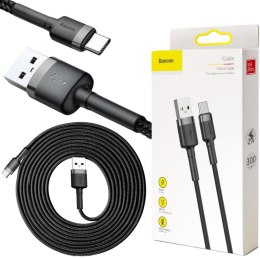 KABEL USB-A / USB-C Baseus Cafule CATKLF-UG1 300cm 3A QC 3.0 CZARNO-SZARY W NYLONOWYM OPLOCIE