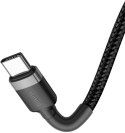 KABEL USB-C / USB-C Baseus Cafule CATKLF-GG1 100cm 60W 3A PD 2.0 QC 3.0 CZARNO-SZARY W OPLOCIE