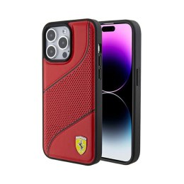 Ferrari Perforated Waves Metal Logo - Etui iPhone 15 Pro Max (czerwony)