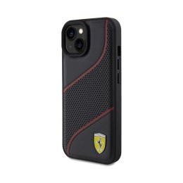 Ferrari Perforated Waves Metal Logo - Etui iPhone 15 (czarny)