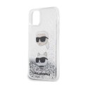 Karl Lagerfeld Liquid Glitter Karl & Choupette Heads - Etui iPhone 11 (srebrny)