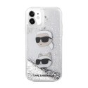 Karl Lagerfeld Liquid Glitter Karl & Choupette Heads - Etui iPhone 11 (srebrny)