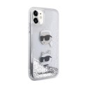 Karl Lagerfeld Liquid Glitter Karl & Choupette Heads - Etui iPhone 11 (srebrny)