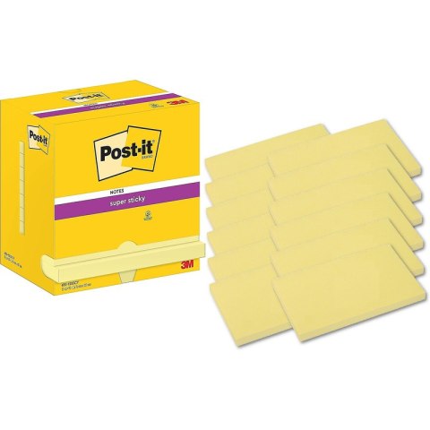 Karteczki Post-it Super Sticky 76x127mm (655-12SSCY) żółte (12x90)