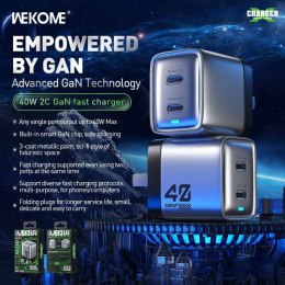 WEKOME WP-U02 Mecha Series - Ładowarka sieciowa 2x USB-C Super Fast Charger GaN 40W (Srebrny)