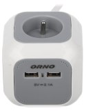 LISTWA ZASILAJĄCA OR-AE-13144 (4 GNIAZDA + 2 USB) ORNO