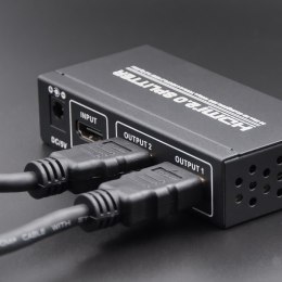 Qoltec Aktywny rozdzielacz Splitter HDMI v. 2.0 | 1x2 | EDID+IR