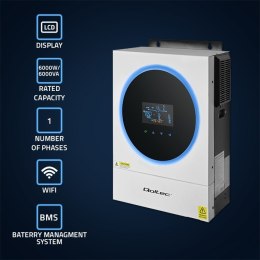 Qoltec Hybrydowy inwerter solarny Off-Grid 6kVA| 6kW | 120A | MPPT | LCD | Wi-Fi | BMS | Sinus