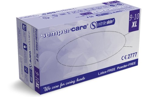 Sempercare SKIN 2 rękawice nitrylowe PF r. XL Rękawiczki diagnostyczne nitrylowe bezpudrowe 180 szt