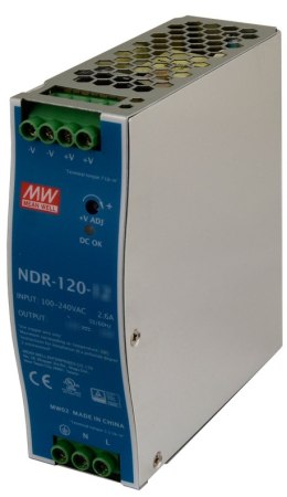 ZASILACZ IMPULSOWY NA SZYNĘ DIN MEAN WELL NDR-120-48 48V/120W/2.5A