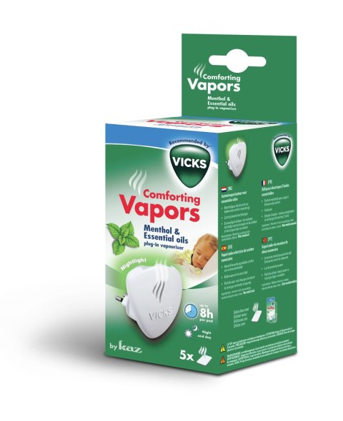 VICKS COMFORTING VAPORS Dyfuzor olejków eterycznych, do kontaktu, z funkcją lampki VICKS COMFORTING VAPORS Dyfuzor olejków eterycznych, do kontaktu, z funkcją lampki