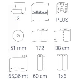 Bulkysoft podkład medyczny-60 cm X 65,36 m Biały, dwuwarstwowy