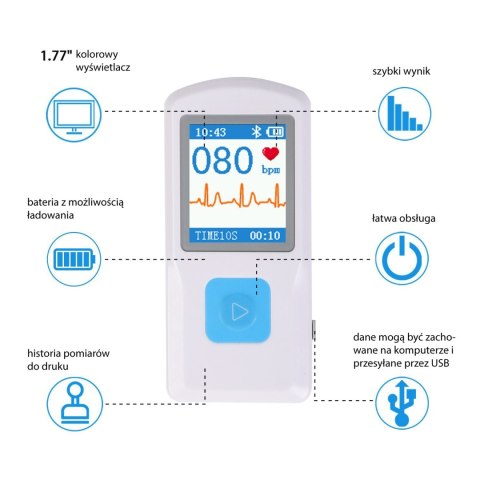 CONTEC PM10 Przenośny monitor EKG, z Bluetooth i aplikacją mobilną CONTEC PM10 Przenośny monitor EKG, z Bluetooth i aplikacją mobilną
