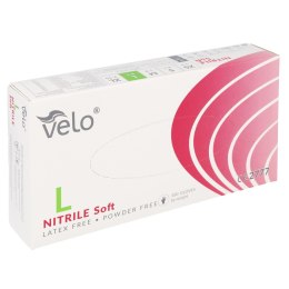 VELO SOFT rozm. L /100 szt. Rękawice zabiegowe nitrylowe bezpudrowe