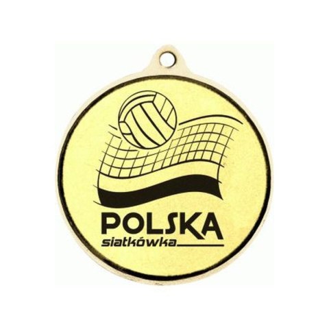 Medal stalowy złoty- piłka siatkowa z grawerowaniem laserem- RMI