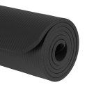 Mata gimnastyczna do ćwiczeń joga, pilates, fitness, 183x61cm, grubość 1cm, materiał NBR, czarna, REBEL ACTIVE