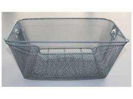 Kosz na tylny bagażnik BASIL BASKET-4 + haczyki mocujące Bottom hooks, stalowy srebrny (DWZ)