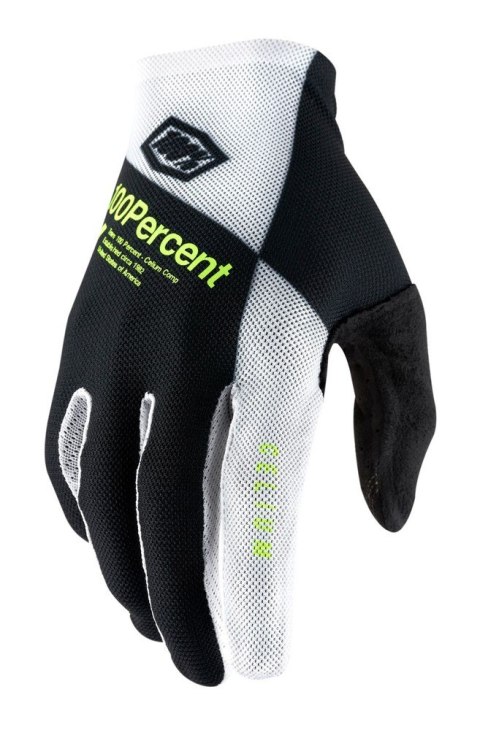 Rękawiczki 100% CELIUM Glove black white fluo yellow roz. XL (długość dłoni 200-209 mm) (WYPRZEDAŻ -50%)