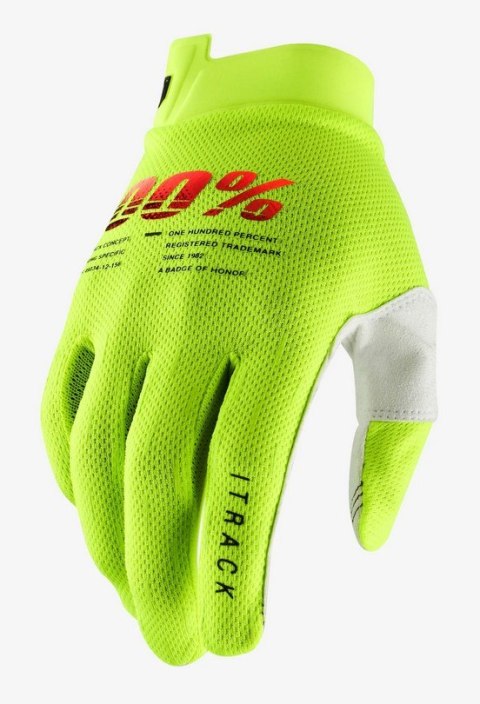 Rękawiczki 100% ITRACK Glove fluo yellow roz. L (długość dłoni 193-200 mm) (WYPRZEDAŻ -50%)