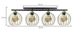 Lampa sufitowa 4xE27 BACCA BLACK/GOLD