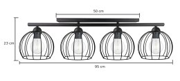 Lampa sufitowa 4xE27 BACCA BLACK