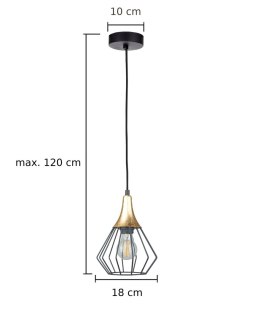 Lampa wisząca 1xE27 SELENE BLACK/GOLD