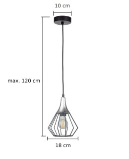 Lampa wisząca 1xE27 SELENE BLACK/SILVER