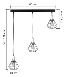 Lampa wisząca 3xE27 SELENE BLACK/SILVER