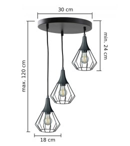 Lampa wisząca 3xE27 SELENE BLACK