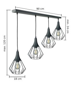 Lampa wisząca 4xE27 SELENE BLACK