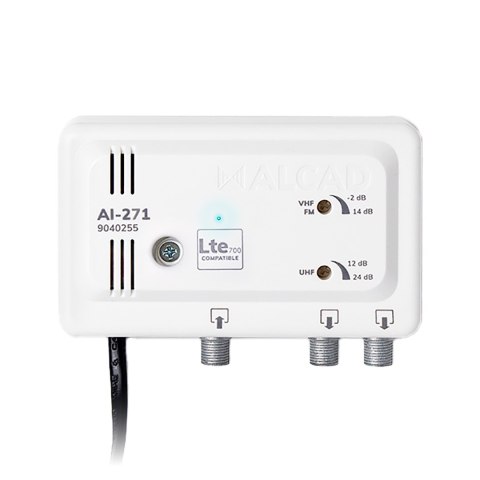 Wzmacniacz antenowy wewnętrzny 2 wyjścia LTE700 AI-271 ALCAD Wzmacniacz antenowy wewnętrzny 2 wyjścia LTE700 AI-271 ALCAD