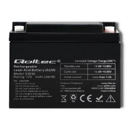 Qoltec Akumulator AGM | 12V | 24Ah | Bezobsługowy | Wydajny | LongLife | do UPS, skutera