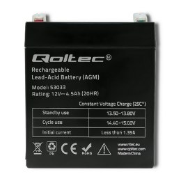 Qoltec Akumulator AGM | 12V | 4.5Ah | Bezobsługowy | Wydajny | LongLife | do UPS, wagi, kasy