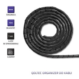 Qoltec Organizer do kabli 8mm | 10m | Czarny