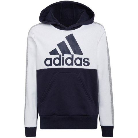 Bluza dla dzieci adidas Colorblock Fleece biało-granatowa HC5659