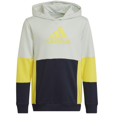 Bluza dla dzieci adidas Colourblock Hoodie szaro-żółto-czarna HN8567