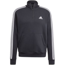 Bluza męska adidas Essentials Fleece 3-Stripes 1/4-Zip czarna HZ6235